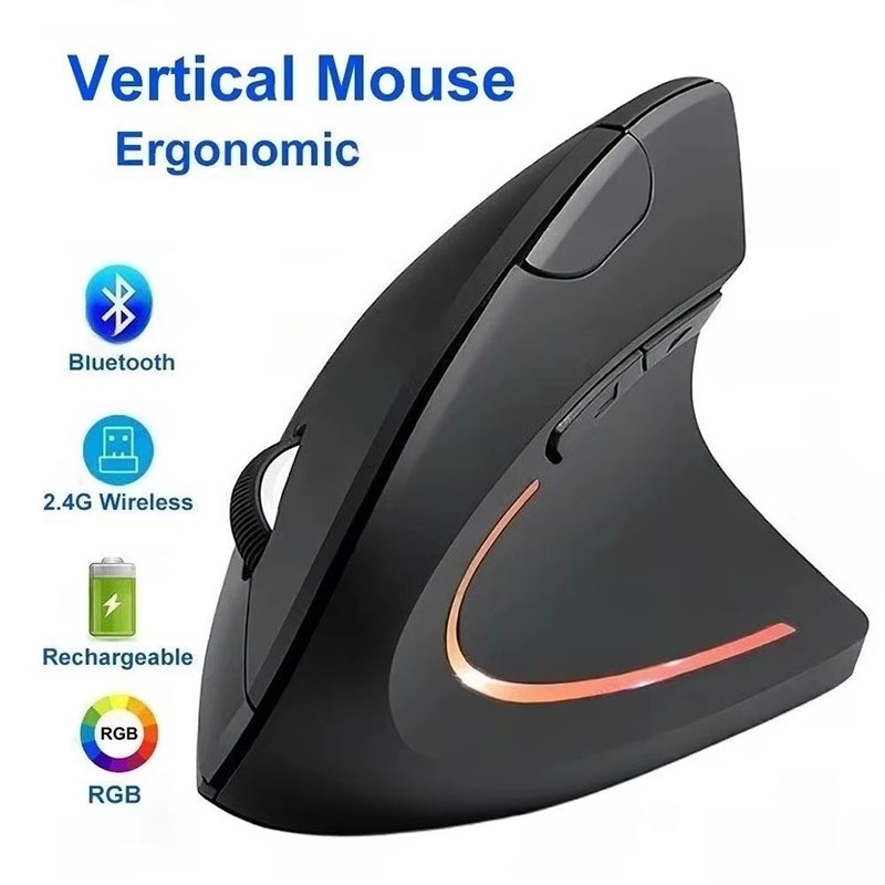 Desk Setup For Studying - Mouse Vertical Ergonômico 2.4GHz Bluetooth para