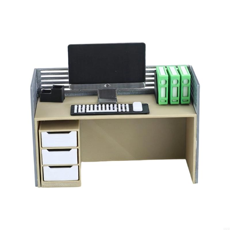 Desk Setup Natural - Conjunto colega trabalho miniatura, incluindo cadeira
