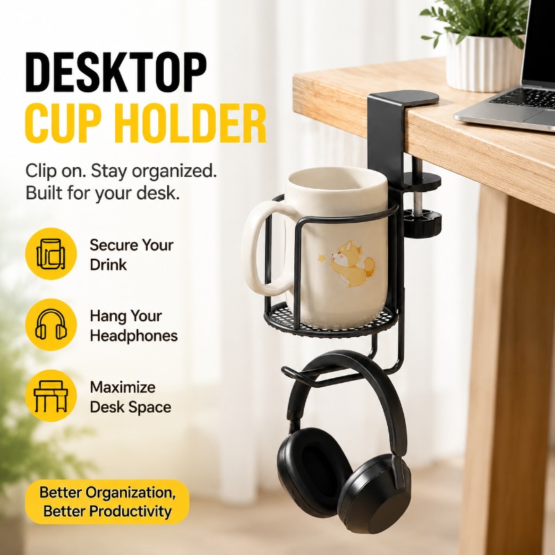 Desk Setup Headphones - Suporte de Copo e Fone de