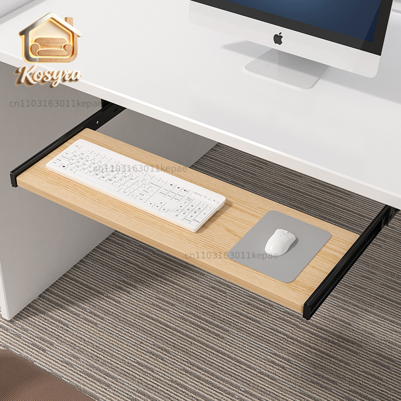 Desk Setup With Keyboard Tray - Suporte de Teclado de Madeira para