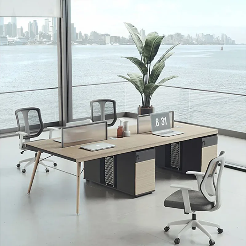 Work Desk Home Setup - Escrivaninha executiva de madeira, configuração de