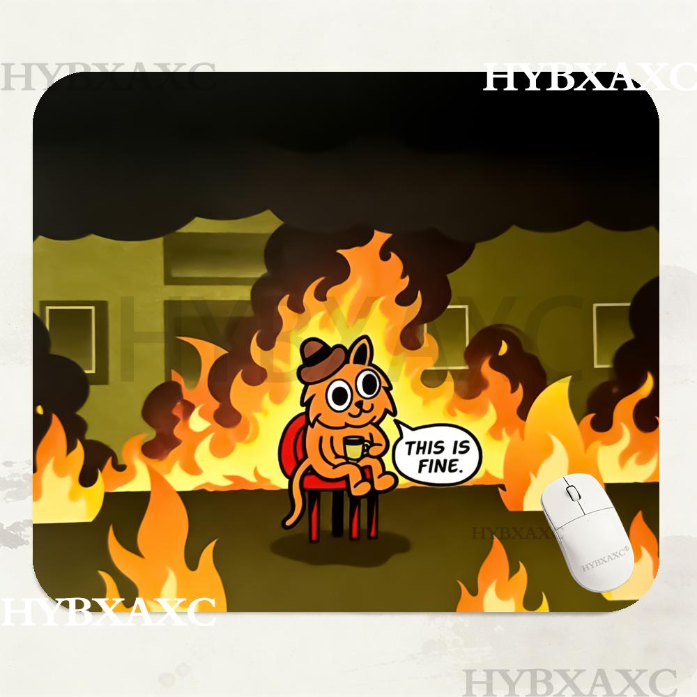 Work Desk Home Setup - Mouse Pad HYBXAXC This Is Fine
