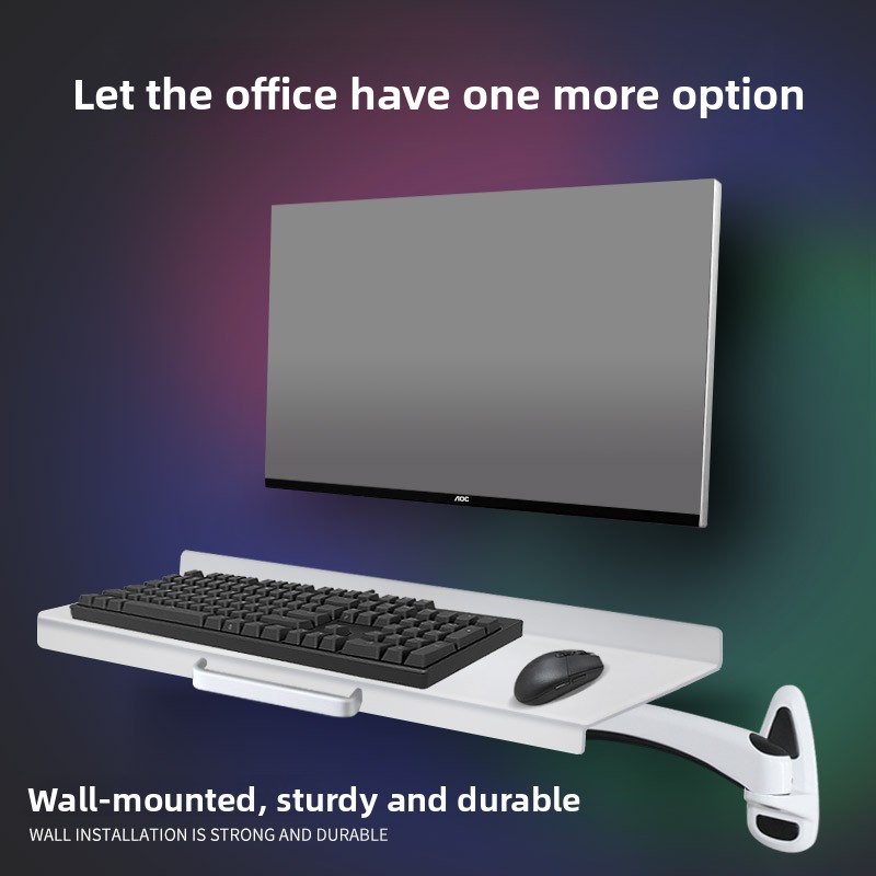 Desk Setup With Keyboard Tray - Suporte de Teclado Industrial Montado na