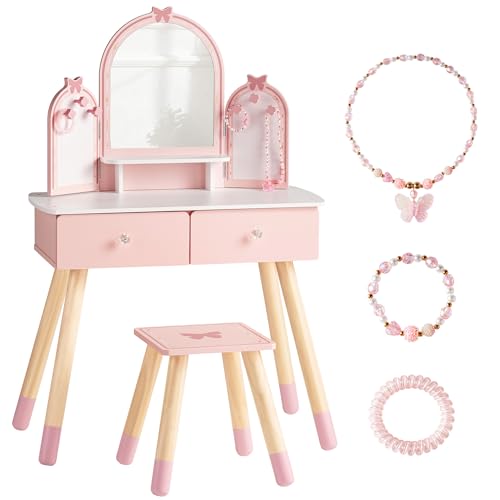 Desk Setup Kids - Conjunto de Penteadeira Infantil Rosa com