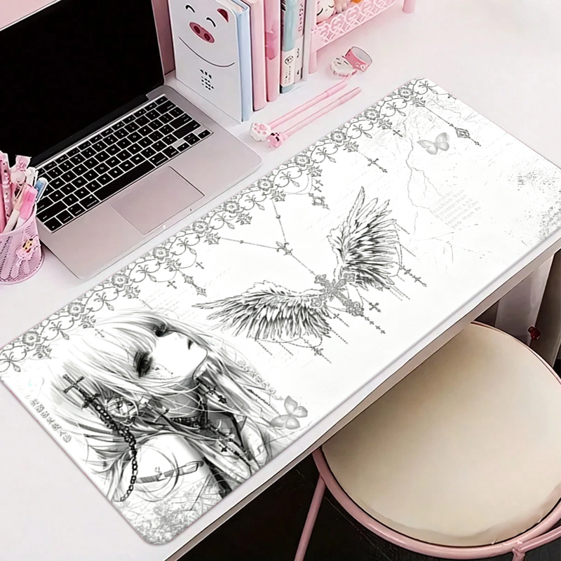 Desk Setup Cozy - Mousepad de Couro Preto e Branco