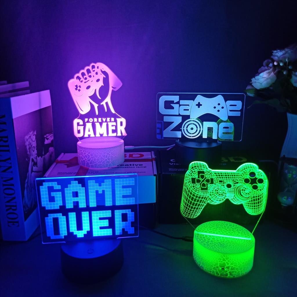 3d noite lâmpada sala de jogos - Desk Setup Kids avaliação e preço