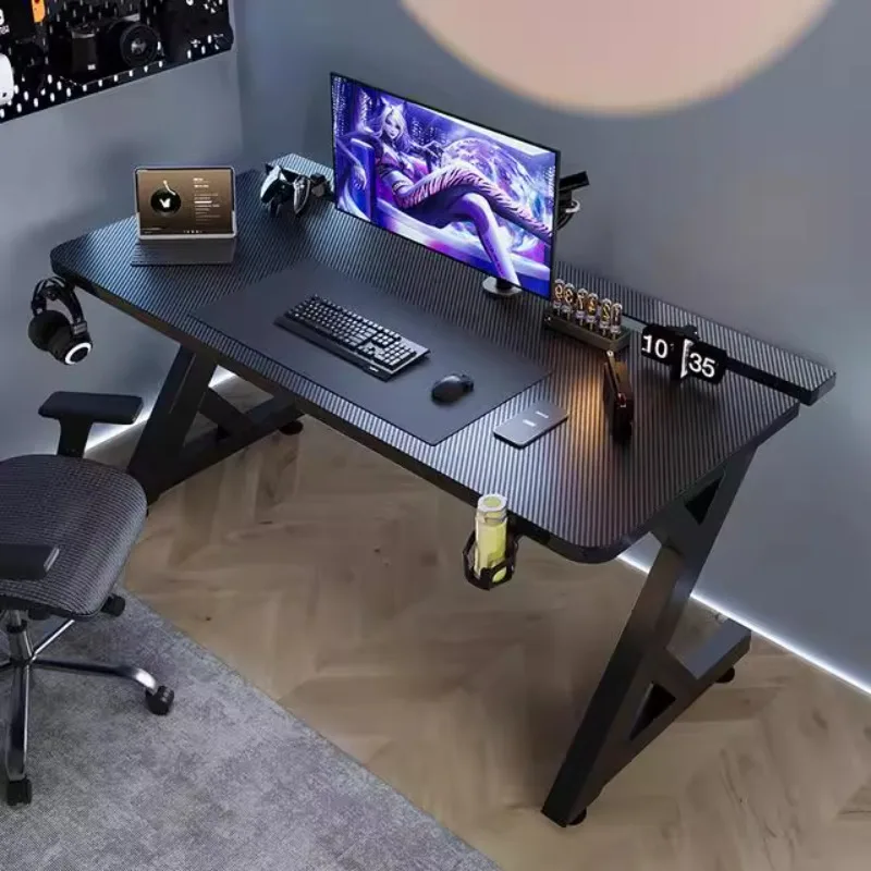 Q minimalista preto mesas de c - Desk Setup No Computer avaliação e preço