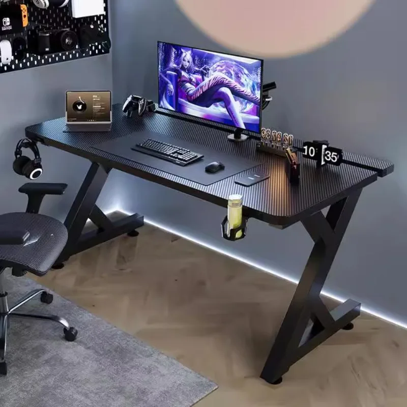 Q minimalista preto mesas de c - Desk Setup No Computer avaliação e preço