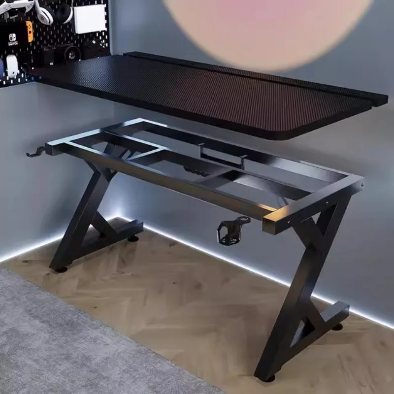 Q minimalista preto mesas de c - Desk Setup No Computer avaliação e preço