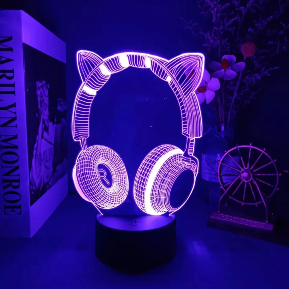 3D Illusion Night Light para C - Desk Setup Headphones avaliação e preço
