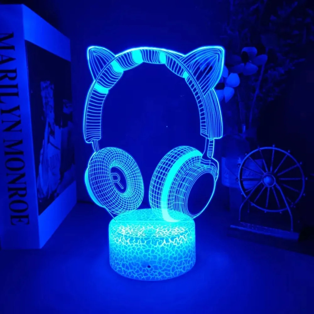 3D Illusion Night Light para C - Desk Setup Headphones avaliação e preço