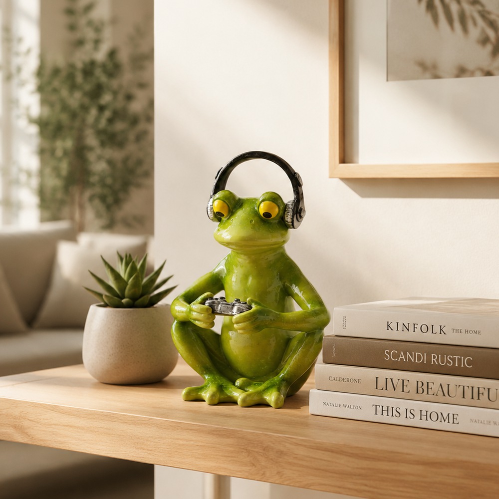 Estátua Engraçada de Sapo Game - Desk Setup Headphones avaliação e preço