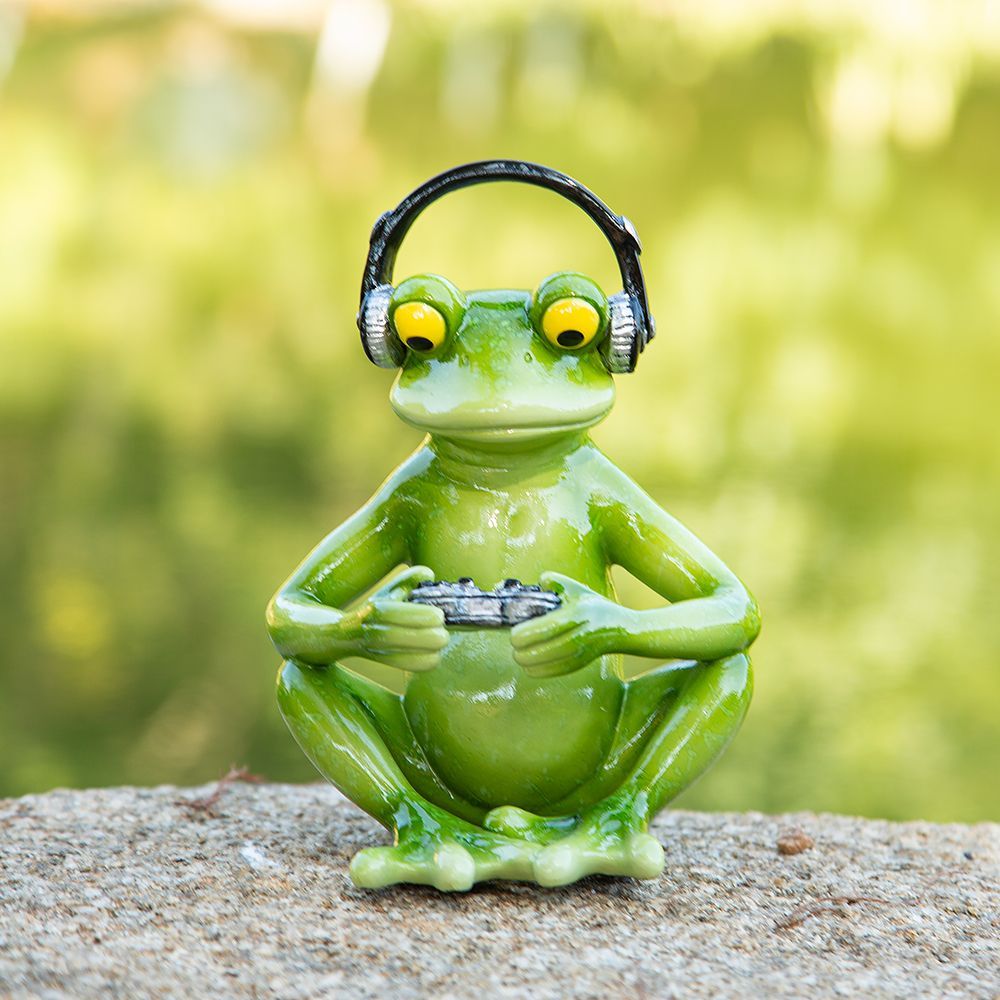 Estátua Engraçada de Sapo Game - Desk Setup Headphones avaliação e preço
