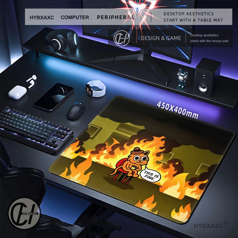 Mouse Pad HYBXAXC This Is Fine - Work Desk Home Setup avaliação e preço